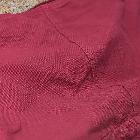 Red Cotton Canvas Shoulder Bag with Adjustable Strap And Zipper - Picture 2 of 8